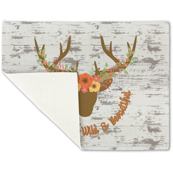 Floral Antler Linen Placemat - Folded Corner (single side)