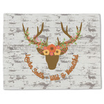 Floral Antler Single-Sided Linen Placemat - Single w/ Name or Text