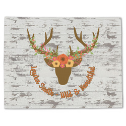 Floral Antler Single-Sided Linen Placemat - Single w/ Name or Text