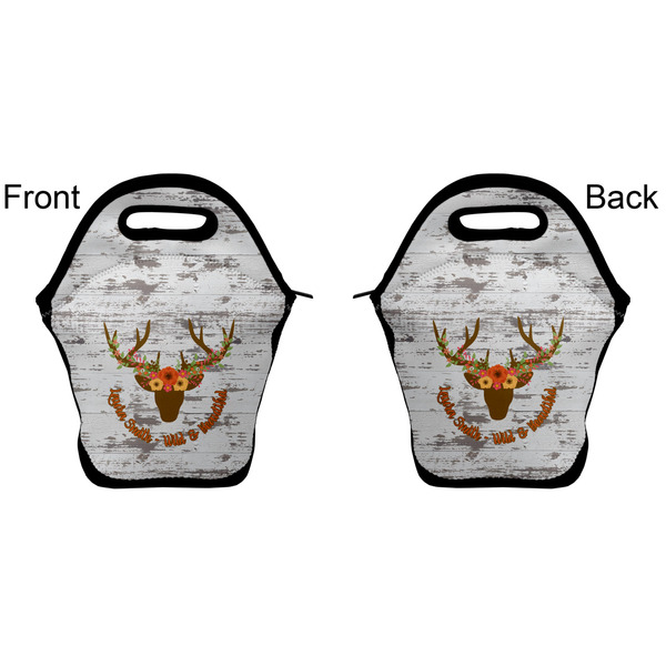 Floral Antler Lunch Bag - Front and Back