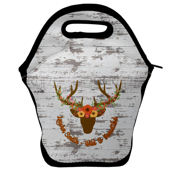 Custom Floral Antler Lunch Bag w/ Name or Text