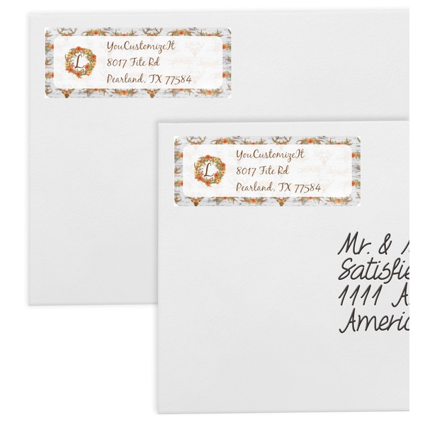 Floral Antler Mailing Labels - Double Stack Close Up