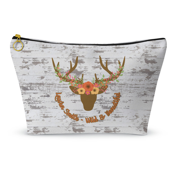 Custom Floral Antler Makeup Bag - Small - 8.5"x4.5" (Personalized)