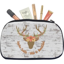 Floral Antler Makeup / Cosmetic Bag - Medium (Personalized)