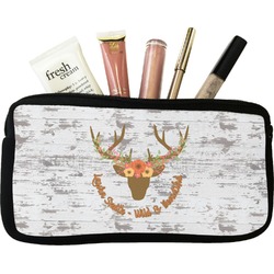 Floral Antler Makeup / Cosmetic Bag - Small (Personalized)