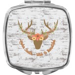 Floral Antler Compact Makeup Mirror (Personalized)
