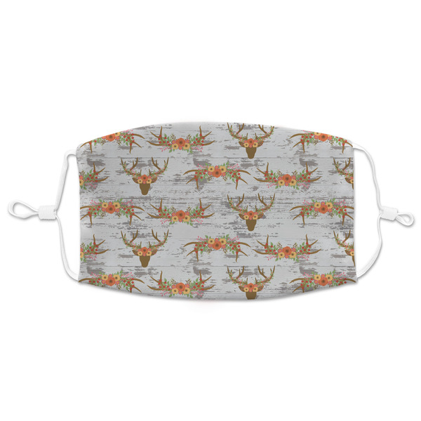 Custom Floral Antler Adult Cloth Face Mask - XLarge