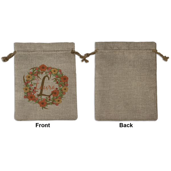Floral Antler Medium Burlap Gift Bag - Front Approval