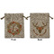 Floral Antler Medium Burlap Gift Bag - Front & Back (Personalized)