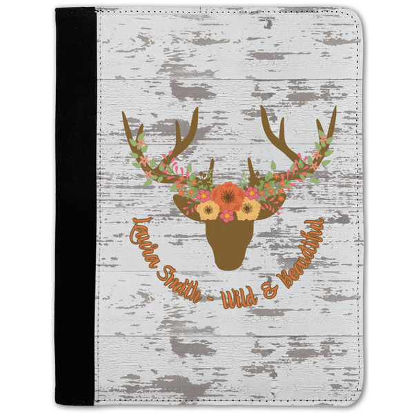 Custom Floral Antler Notebook Padfolio w/ Name or Text