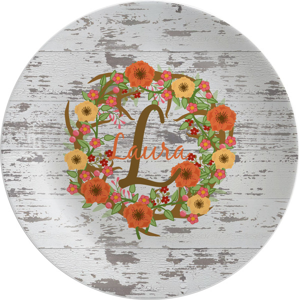 Custom Floral Antler Melamine Plate (Personalized)
