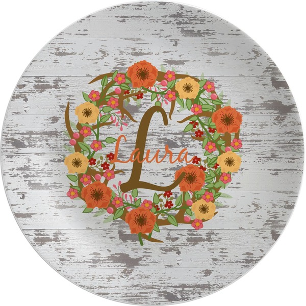 Custom Floral Antler Melamine Plate (Personalized)
