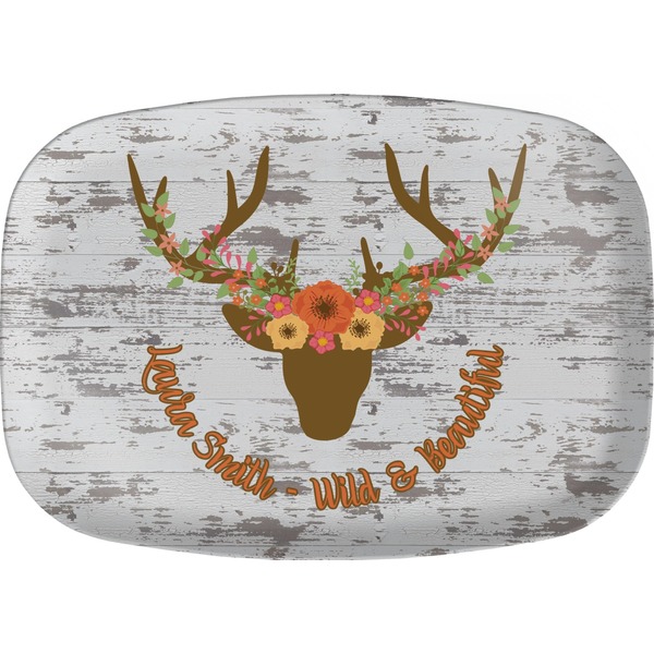 Custom Floral Antler Melamine Platter (Personalized)