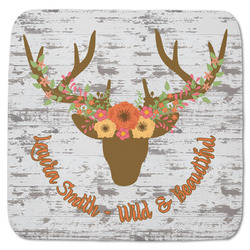 Floral Antler Memory Foam Bath Mat - 48"x48" (Personalized)