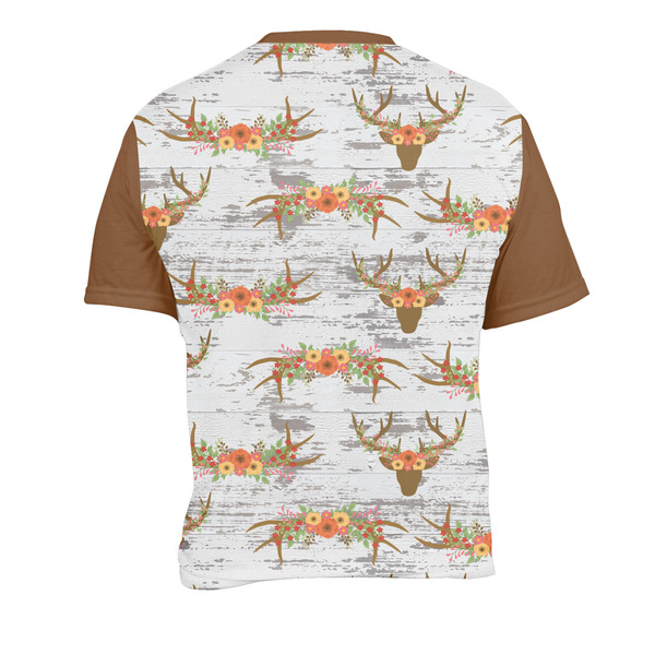 Floral Antler Men's Crew Neck T Shirt Medium - Back