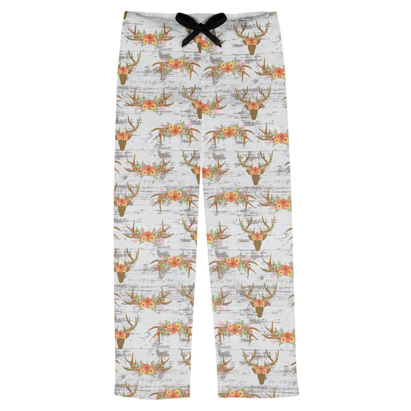 Custom Floral Antler Mens Pajama Pants - 2XL