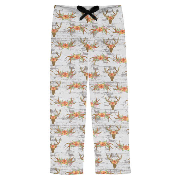 Custom Floral Antler Mens Pajama Pants - XS