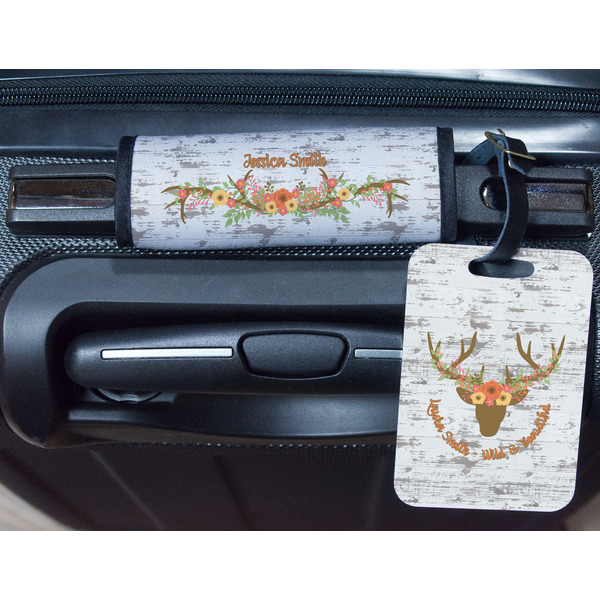 Floral Antler Metal Luggage Tag & Handle Wrap - In Context
