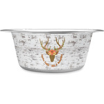 Floral Antler Stainless Steel Dog Bowl - Large (Personalized)