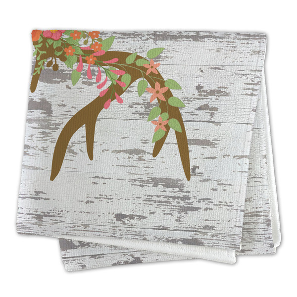 Floral Antler Microfiber Dish Rag - FOLDED (square)