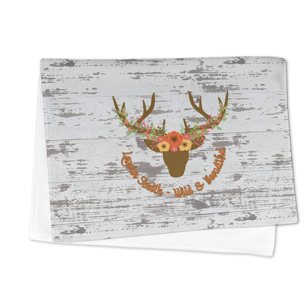 Floral Antler Microfiber Dish Towel - FOLDED HALF