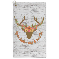 Floral Antler Microfiber Golf Towel - Large (Personalized)