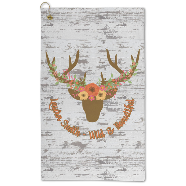 Custom Floral Antler Microfiber Golf Towel - Large (Personalized)