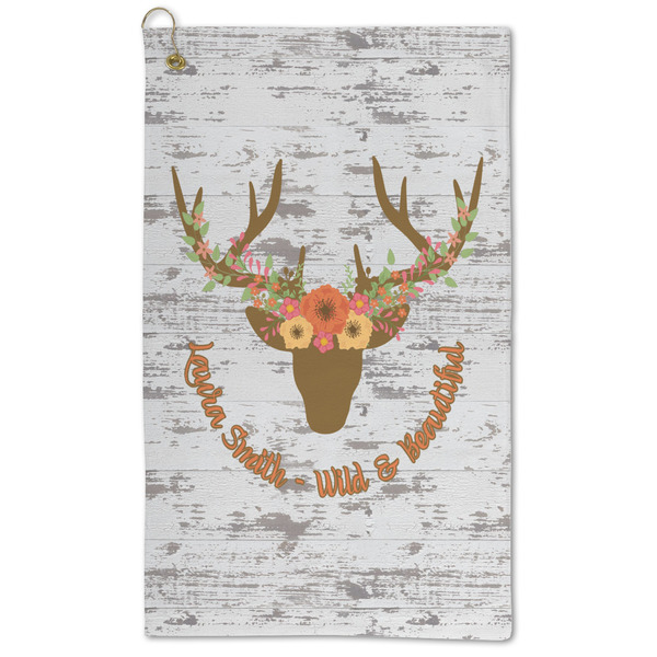 Custom Floral Antler Microfiber Golf Towel (Personalized)