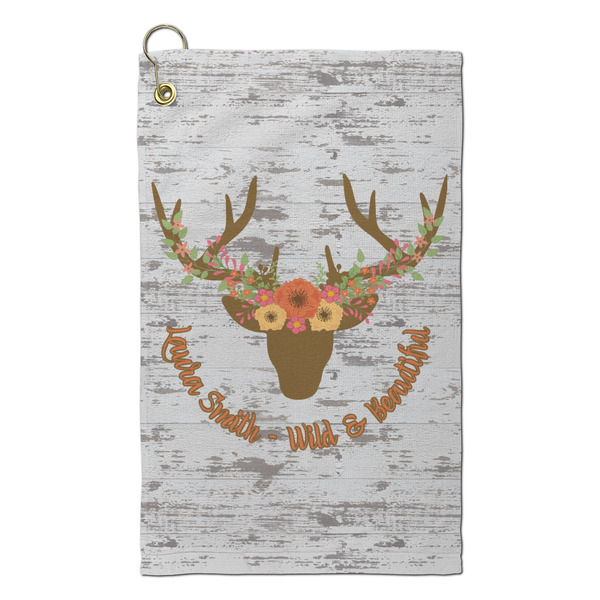Custom Floral Antler Microfiber Golf Towel - Small (Personalized)