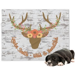 Floral Antler Dog Blanket - Large (Personalized)