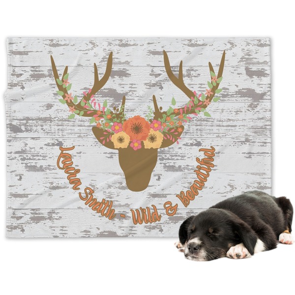 Custom Floral Antler Dog Blanket (Personalized)
