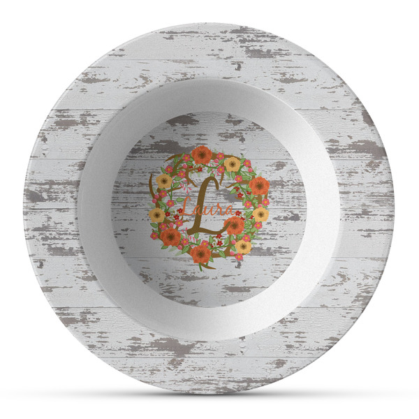 Custom Floral Antler Plastic Bowl - Microwave Safe - Composite Polymer (Personalized)