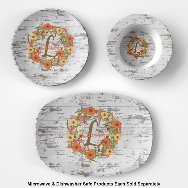 Floral Antler Microwave & Dishwasher Safe CP Plastic Dishware - Group