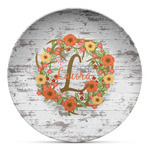 Floral Antler Microwave Safe Plastic Plate - Composite Polymer (Personalized)