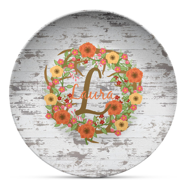 Custom Floral Antler Microwave Safe Plastic Plate - Composite Polymer (Personalized)
