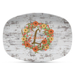 Floral Antler Plastic Platter - Microwave & Oven Safe Composite Polymer (Personalized)