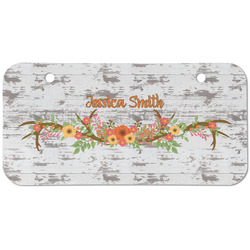 Floral Antler Mini/Bicycle License Plate (2 Holes) (Personalized)