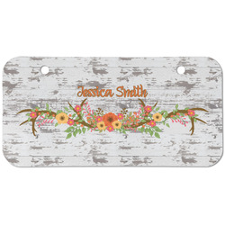Floral Antler Mini/Bicycle License Plate (2 Holes) (Personalized)