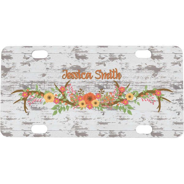 Custom Floral Antler Mini/Bicycle License Plate (Personalized)