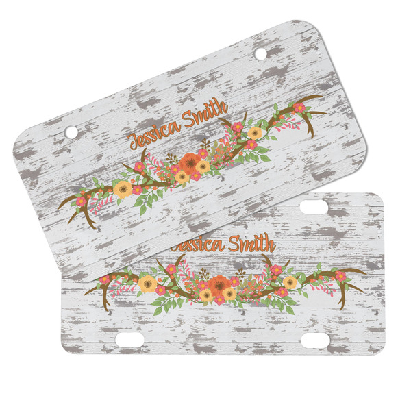 Floral Antler Mini License Plates - MAIN (4 and 2 Holes)