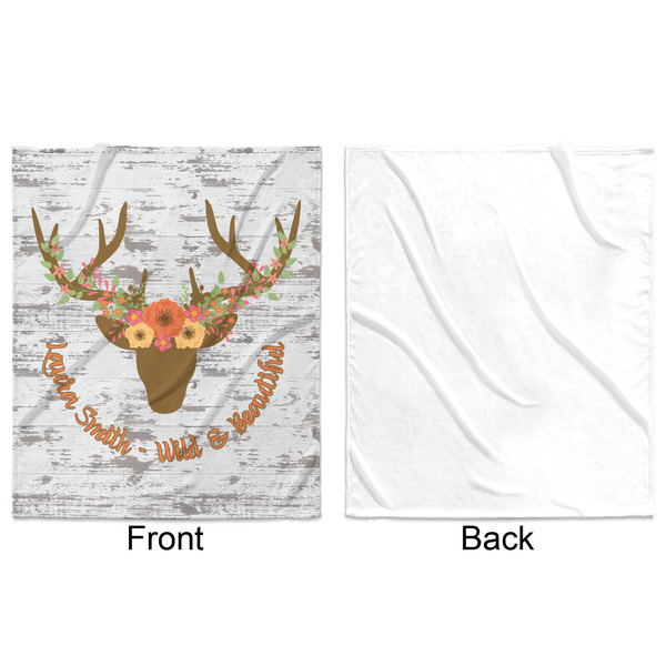 Floral Antler Minky Blanket - 50"x60" - Single Sided - Front & Back