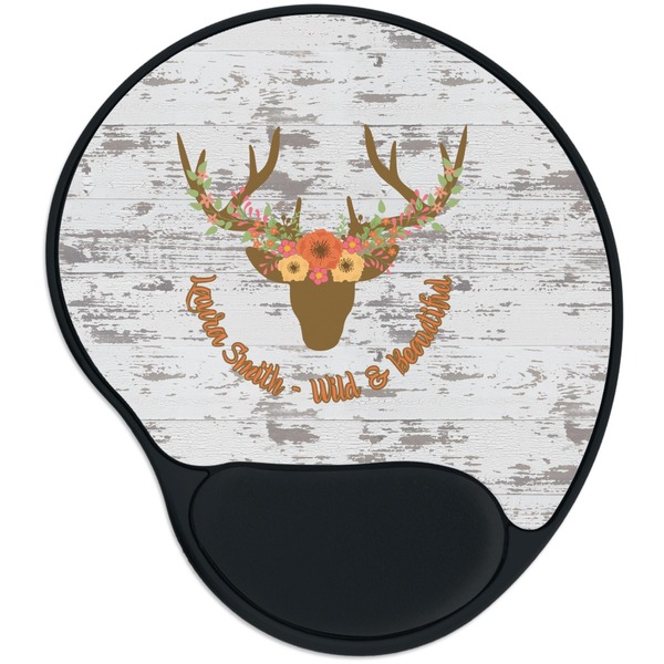Custom Floral Antler Mouse Pad with Wrist Support