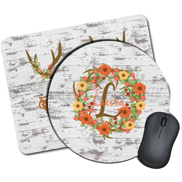 Custom Floral Antler Mouse Pad (Personalized)