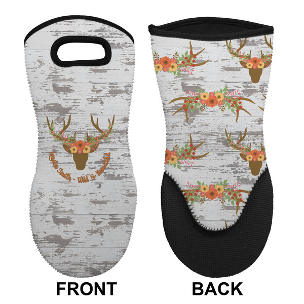 Floral Antler Neoprene Oven Mitt (Front & Back)