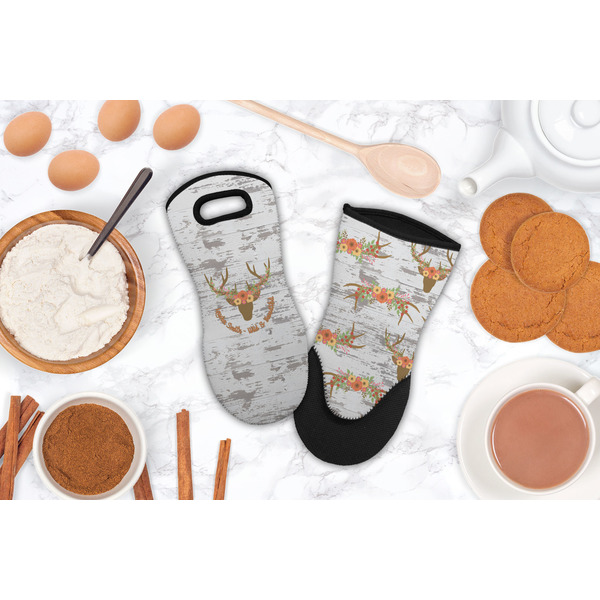 Floral Antler Neoprene Oven Mitt - Lifestyle Image
