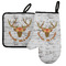 Floral Antler Left Oven Mitt & Pot Holder Set w/ Name or Text