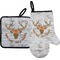 Floral Antler Oven Mitt & Pot Holder Set w/ Name or Text