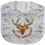 Floral Antler Velour Baby Bib w/ Name or Text