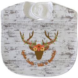 Floral Antler Velour Baby Bib w/ Name or Text