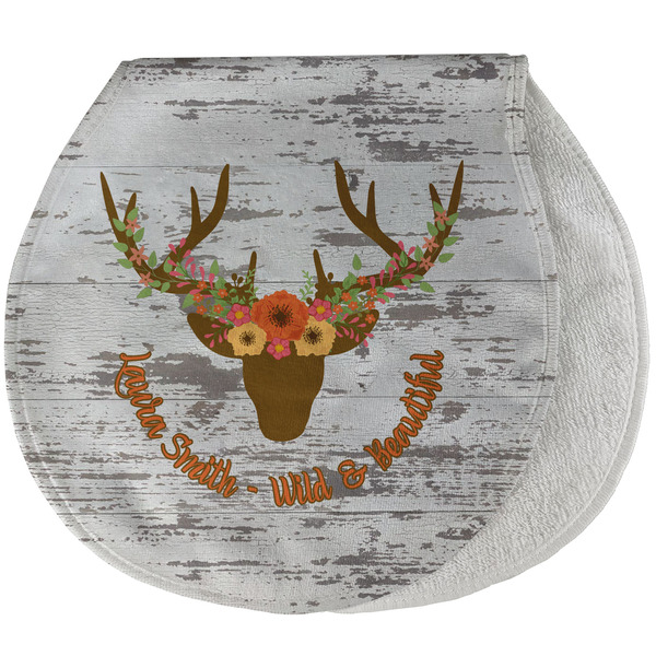 Floral Antler New Baby Burp Folded